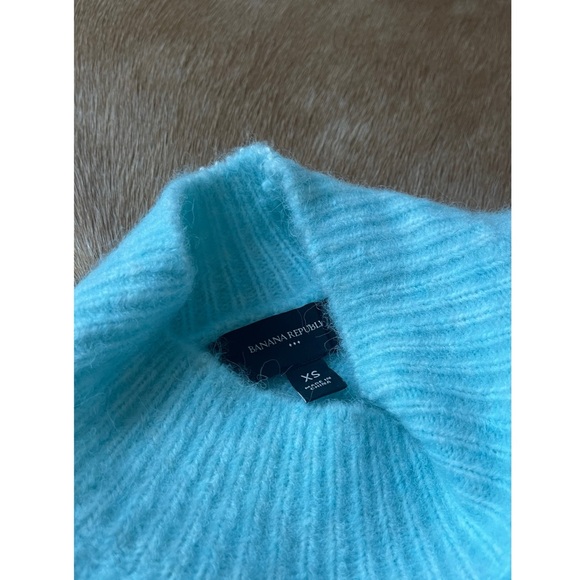 Banana Republic Blue Water Wool Mock Neck Sweater - Picture 4 of 5